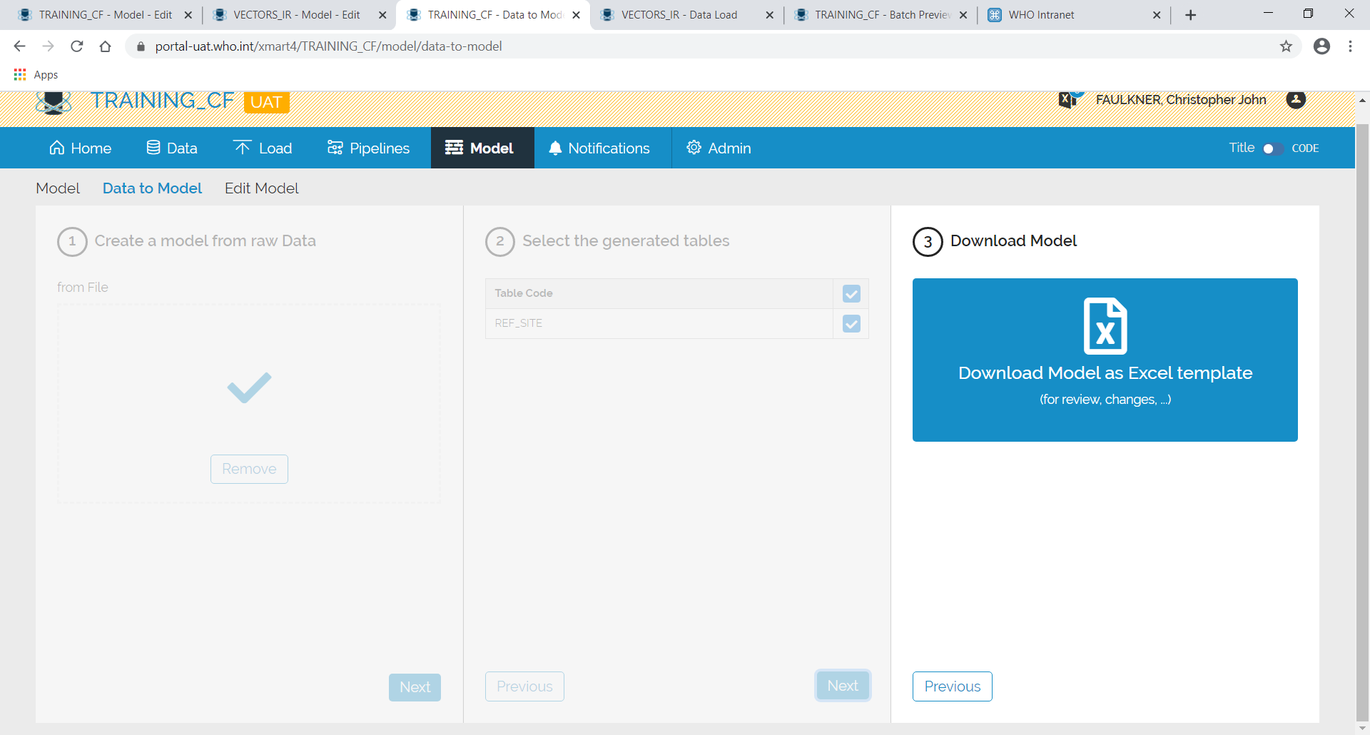 Image showing step 3 of the Data To Model process where the initial model can be downloaded